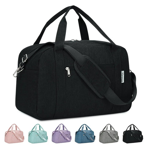 Black Underseat Carry On Bag For Air Travel Fits Spirit Frontier Personal Item 18x14x8 Inches 25L Duffle with multiple colors shown
