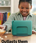 Dope Yet Durable Kids Tablet With A Snappy Eight Inch Hd Display 64 Gb Memory Buttery Smooth Processing being used by a child.
