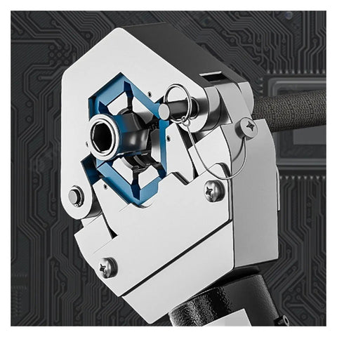 Close-up of Elukht Heavy Duty Hydraulic Crimping Tool for Electric Car A/C Line Hose Clamps showing the mechanism details.