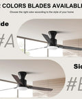 Two colored blades available for Five Blade Ceiling Fan With Remote And Light Kit For Indoor And Outdoor Use Matte Black Motor Housing