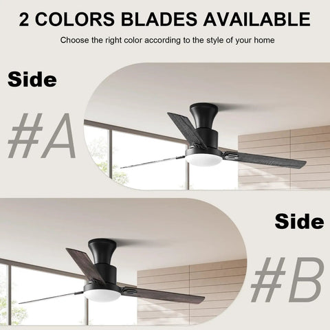 Two colored blades available for Five Blade Ceiling Fan With Remote And Light Kit For Indoor And Outdoor Use Matte Black Motor Housing