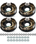 Trailer Electric Brake Assemblies Set Of Two Pairs Ten Inch By Two And One Quarter Inch Four Hole Mount For 3500 Lb Axles