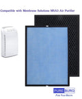 Replacement Filter Compatible With Membrane Solutions MSA3 Series Air Purifiers Featuring Top Notch H13 True HEPA And Activated Carbon Multi Layer Filtration Pack Of 2 shown with purifier.
