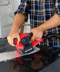Heavy Duty 110V 4 Amp All Purpose Sander Grinder Buff Polisher With Pistol Grip For One Hand Control And Front Palm Grip in use