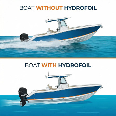 Hydrofoil Stabilizer Whale Tail Kit For Outboard And Stern Drive Motors 5 To 150 HP Classic Black Boost Performance And Stability For Smoother More Controlled Acceleration And A Tighter Balanced Ride