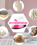 ACHENYUANYUAN Mini Heat Press Machine With Charging Base For DIY Crafts among various fabrics like a scarf and throw pillow.