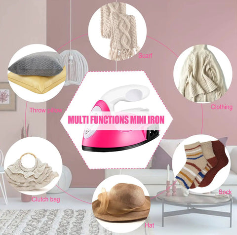 ACHENYUANYUAN Mini Heat Press Machine With Charging Base For DIY Crafts among various fabrics like a scarf and throw pillow.