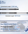 Rear Hatch Shocks Struts Gas Springs For Liftgate Compatible With 2004 2005 2006 2007 2008 2009 Toyota Prius, compressed and extended view