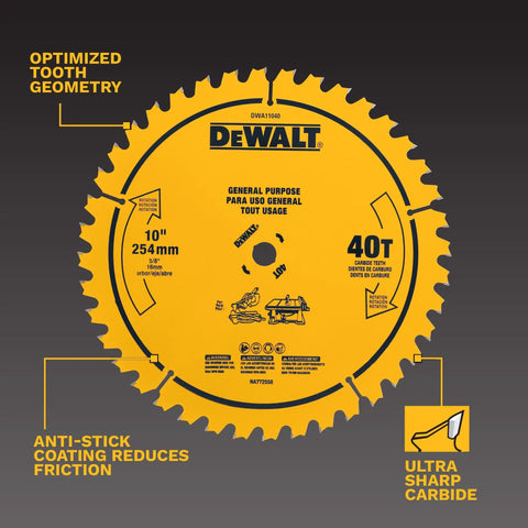 10 Inch Table Saw Blade With 40 Tooth Fine Finish Ultra Sharp Carbide Circular Blades Delivering Butter Smooth Cuts Top Notch Accuracy Extended Lifespan Heavy Duty Performance