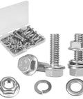 10 Sets 5/16-18 By 1 Inch Flanged Hex Bolts Kit With 5/16-18 Nuts Flat Washers And Spring Lock Washers In 304 Stainless Steel 18-8