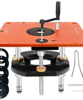 Built Like A Tank Router Lift Platform Heavy Duty Design Smooth Manual Crank with fine adjustment screws and accessories.