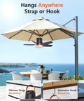 20 Inch Canopy Fan With Lights For Camping And Outdoors, 20000mAh Battery Powered Portable Fan With Remote hanging on gazebo
