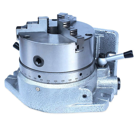 Heavy Duty Beast Rotary Table With 6 Inch 3 Jaw Chuck And Precision Indexing Head, showing robust design for milling tasks.