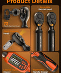 Product details of Digital Torque Wrench 3/8 Drive With 5-99.5 Ft-Lb Range, 6.7-135 Nm, 1% Accuracy, Electric LCD Readout