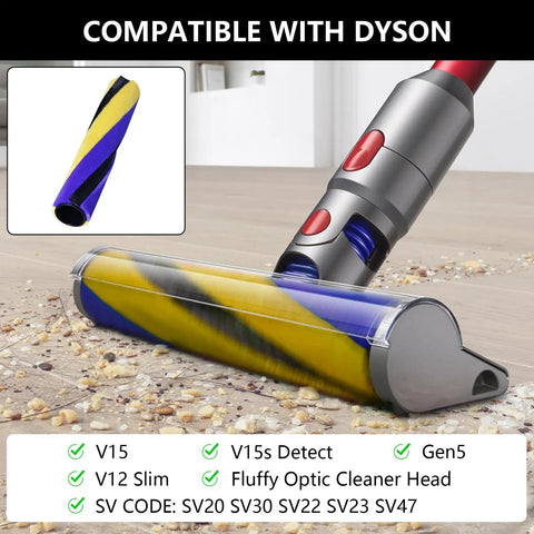 Replacement Soft Roller Brush For Slim Vacuum Cleaners Like Gen5 V15s Detect Slim V15 Slim V12 Slim And V8 Slim on hard floor