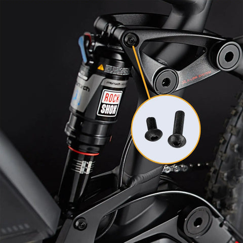 Close-up of bike frame with inserted screws from 1065 Piece M2 Screw And Hardware Kit With Bolts Nuts And Washers, Hex Socket Button Head Cap Screws, Metric Machine Screws, Durable Carbon Steel Set For DIYers, Hobbyists, Electronics And Small Projects in use.