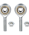 2-Pack POSA6 Rod End Bearings M6x1.0 Right Thread Self-Lubricating Female Thread Steel Joint With Jam Nuts, front view