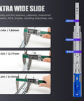 Heavy Duty Beefed Up Drawer Slides 24 Inch Full Extension Soft Close Ball Bearing Silent Glide with width measurements
