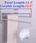 Two Arm Bathroom Swing Arm Towel Bar Wall Mount In Stainless Steel Brushed Finish with towel and loofah hanging