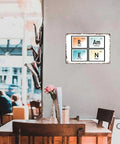 Dope Funny Vintage Metal Sign Ramen Table Of Elements Tin Sign 8x12 Inch Wall Decor in a cozy cafe setting.