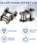 Premium DTGN Offset Half Link For ANSI 120 Roller Chain With 38.1mm Pitch And Two Piece Set, Manganese steel connectors showing durability.