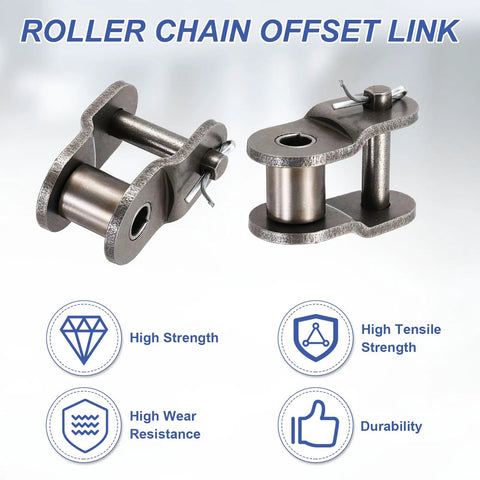 Premium DTGN Offset Half Link For ANSI 120 Roller Chain With 38.1mm Pitch And Two Piece Set, Manganese steel connectors showing durability.
