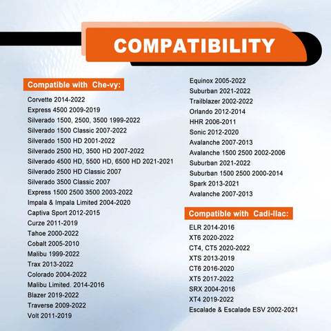 Vehicle compatibility list for Radiator Expansion Tank Cap Replacement Fits Chevy GMC Cadillac Buick Saab Dodge Jeep Compatible With 13502509 68249136AA 316702182 And Other Related Part Numbers Durable Coolant Reservoir Cap For Reliable Pressure Seal.