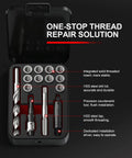 M11x1.25 Thread Repair Kit With 10 Solid 304 Stainless Inserts For Stripped Internal Threads In Engines, Automotive Parts, ATVs And Motorcycles, Beefy Stainless Steel Thread Saver For Quick And Reliable Repairs. open case with insert set