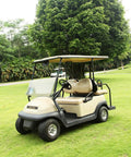 Extra Wide Panoramic Golf Cart Rear View Mirror Delivering Sweet Clarity And Smooth Visibility For Ezgo Club Car Yamaha featuring beige Club Car in a green setting.