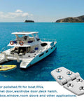 Marine Grade Stainless Steel Hinges Built Tough Heavy Duty Boat Strap Hinge 316 Saltwater Resistant Butt Hardware shown on yacht.