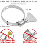 Heavy duty stainless steel hose clamp with measurements, part of Go To One And A Quarter To One And A Half Inch Pool Hose Adapter Connector.