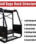 Wall Mount Golf Bag Organizer For Garage Fits Two Bags With Secure Straps Extra Large Golf Storage Rack With Open Shelf