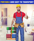 No Sweat Portable Wire Spool Rack And Cable Dispenser With Six Adjustable Steel Rods that organizes colorful wire spools on job site.