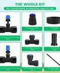 Raised Bed Drip Irrigation Kit For Flower Beds Up To 4x8 Feet DIY Garden Grid Watering System components displayed in grid