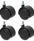 Rcniso Silent Furniture Caster Set with Smooth Bearing for Cabinet Cart, 360 Degree Rotation for Office Use, black plastic wheels.