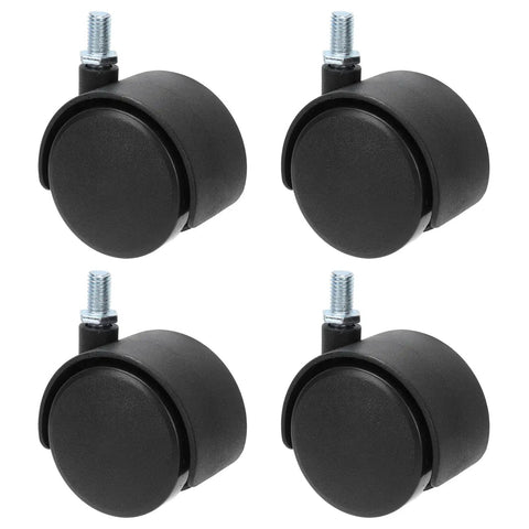 Rcniso Silent Furniture Caster Set with Smooth Bearing for Cabinet Cart, 360 Degree Rotation for Office Use, black plastic wheels.