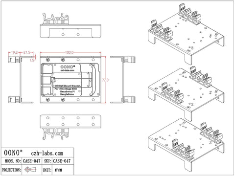 Rugged Beefed Up DIN Rail Mount Bracket For Raspberry Pi And Arduino BeagleBone Black Industrial Rail Adapter, aluminum, 100x77 mm