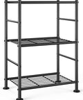 Three Tier Wire Shelving Unit With Adjustable Feet Heavy Duty Metal Organizer For Garage Pantry Laundry And Kitchen Space Saving Workhorse 18x12x30 Inches Black, three-tier wire shelf with adjustable feet