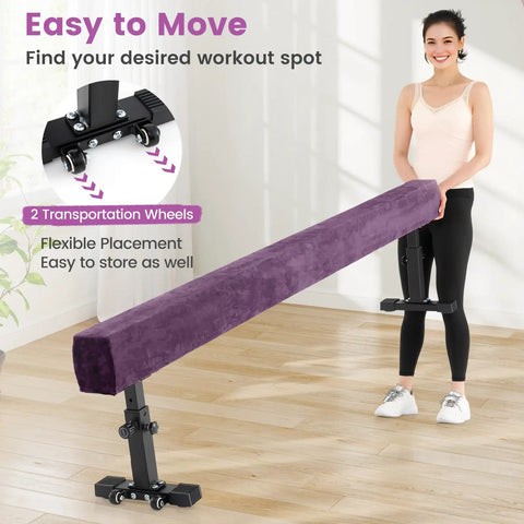 Next Level Gymnastics Training With This Heavy Duty 7.5 Ft Adjustable Balance Beam Featuring Quick Height Shifts And Rolling Stands For Killer Home Workout Sessions That Glide Like A Dream