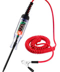 5-90V Digital LED Circuit Tester With Voltage Display Auto Bidirectional Light Tester Extended Spring Wire And Probe For Cars Trucks RVs And More Easy Read Electrical Voltage Checker For Vehicle Troubleshooting, red coiled lead and clip