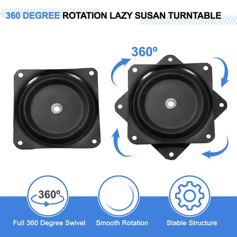 Two Pack 4-Inch Bar Stool Swivel Plates With 360 Degree Rotation Lazy Susan Turntable Beefy Square Semi-Ball Bearing Seat Swivel Base Mount Plate For Recliner Chair Or Table Black 100x100mm 11mm Height