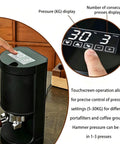 Top Shelf 58mm Electric Coffee Tamper With Knockout Durability And Quick Pressure Adjustment For No Sweat Espresso Extraction That Pops Out Professional Shots Straight To Your Home Setup. touchscreen pressure display