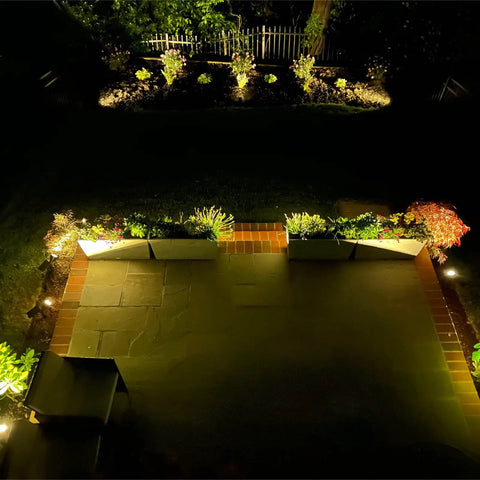 50 Watt Low Voltage Flood Light For Landscape Lighting With MR16 Bulb Included illuminating garden pathway
