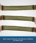 Ape Canyon Outfitters 3 Step Aider For Hunters And Arborists Lightweight Tree Climbing Tool Made In USA Coyote, OD green steps