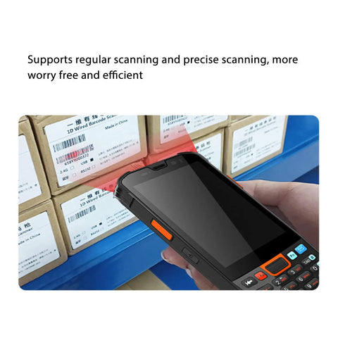 Rugged Workhorse Handheld Barcode Scanner With 4G WiFi Bluetooth 3GB RAM 32GB ROM 4 Inch Screen IP66 scanning cartons