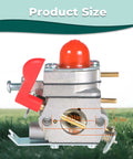 Side view of Carburetor Kit Replacement 530071811 for 25cc Poulan Pro and Craftsman models, includes dimensions.