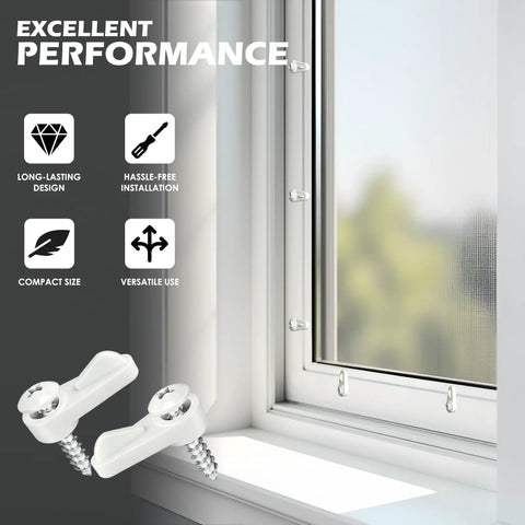 Twenty Four White Nylon Window Screen Clips With Matching Screws Storm Window Retainer Hardware for secure window fitting.