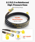 8.2 ft reinforced high-pressure hose for Electric Hydraulic Pump Power Pack 750W 10000 PSI 120V, steel wire and rubber