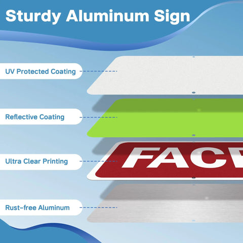 Layers detailing Two Pack Fire Alarm Control Panel Signs With Nails, Reflective Outdoor Fire Safety Signage, 6x12 Inches, Aluminum