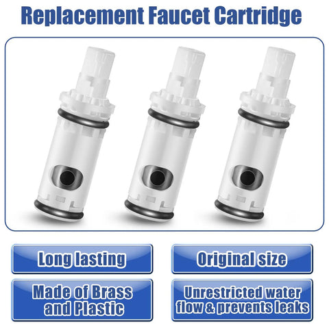 Value 3 Pack Faucet Cartridge Replacement Kit Compatible With 1224 And 1224B Two Handle Faucets And Tub Showers Not For Roman Tubs Built Tough Brass And Plastic Construction Easy Installation shown in three units with brass and plastic material.